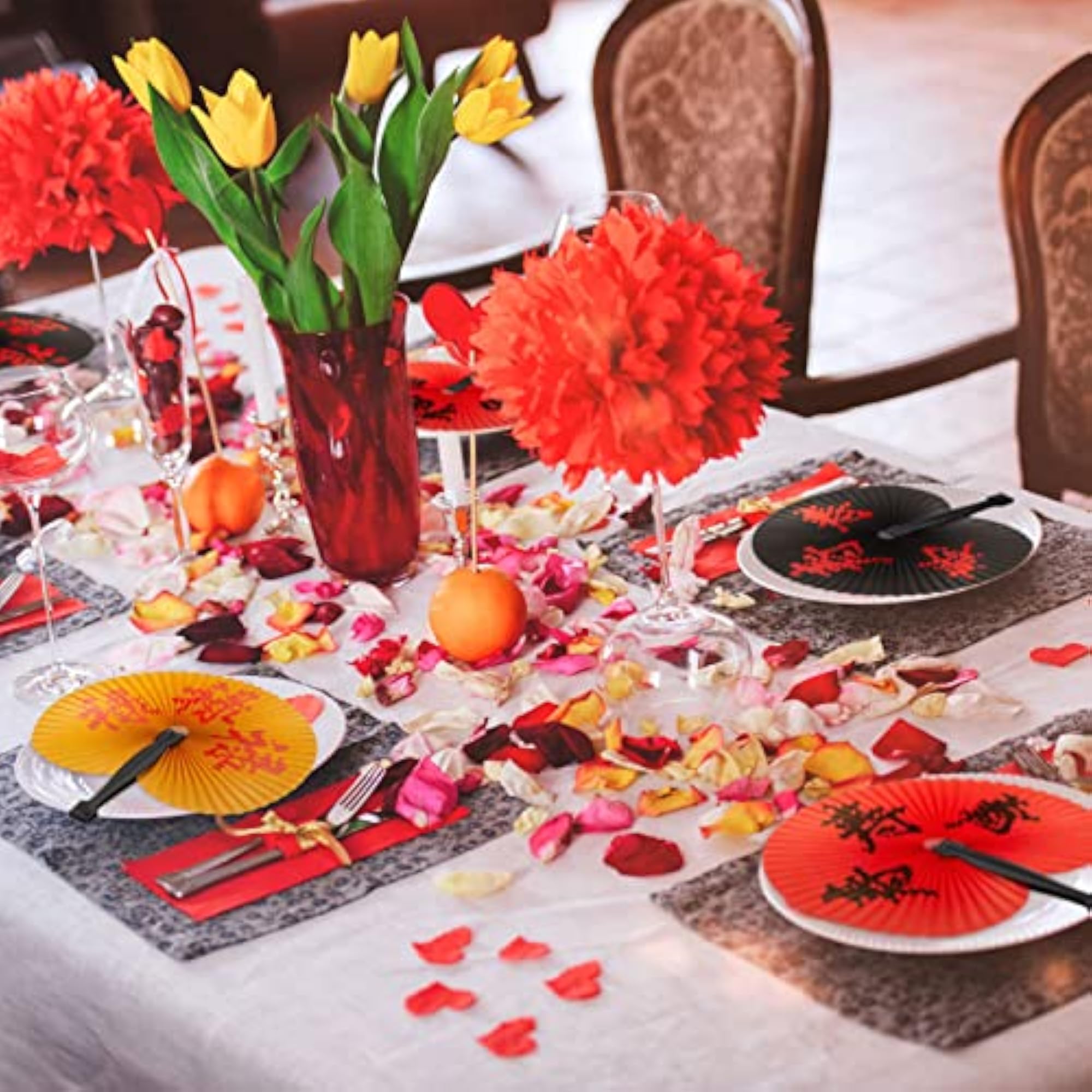 Chinese Character Folding Paper Fans, Assorted